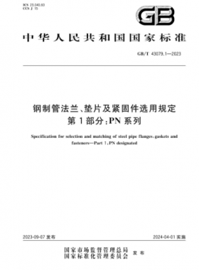 鋼制管法蘭、墊片及緊固件選用規(guī)定 第1部分：PN系列國標(biāo)/T 43079.1-2023